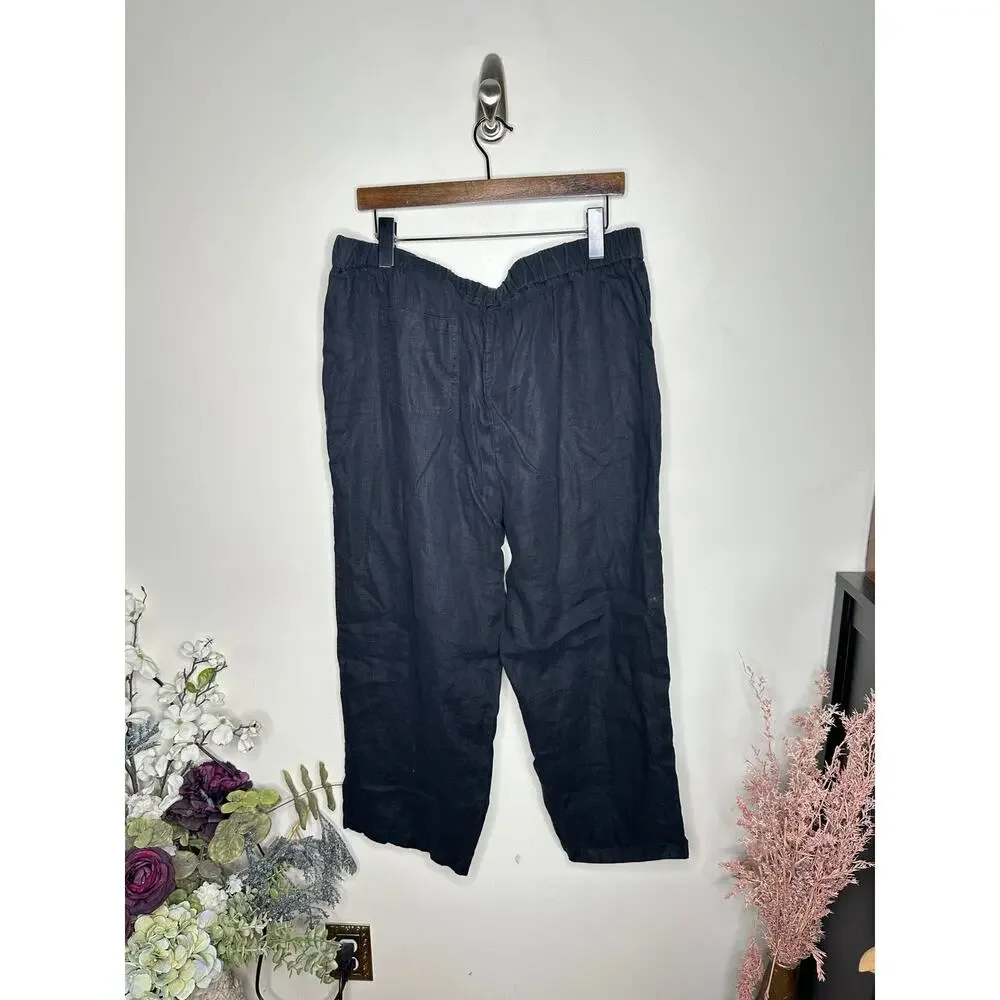 QUINCE 100% European Linen Pants Black Sz XL {3X25}